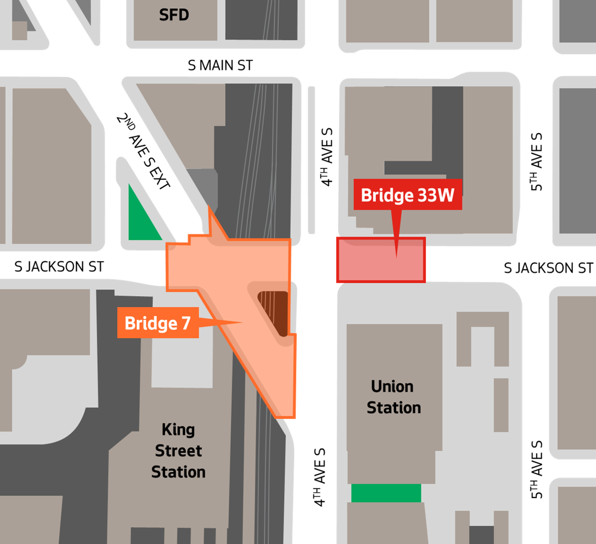 project map showing the two bridges that will be studied