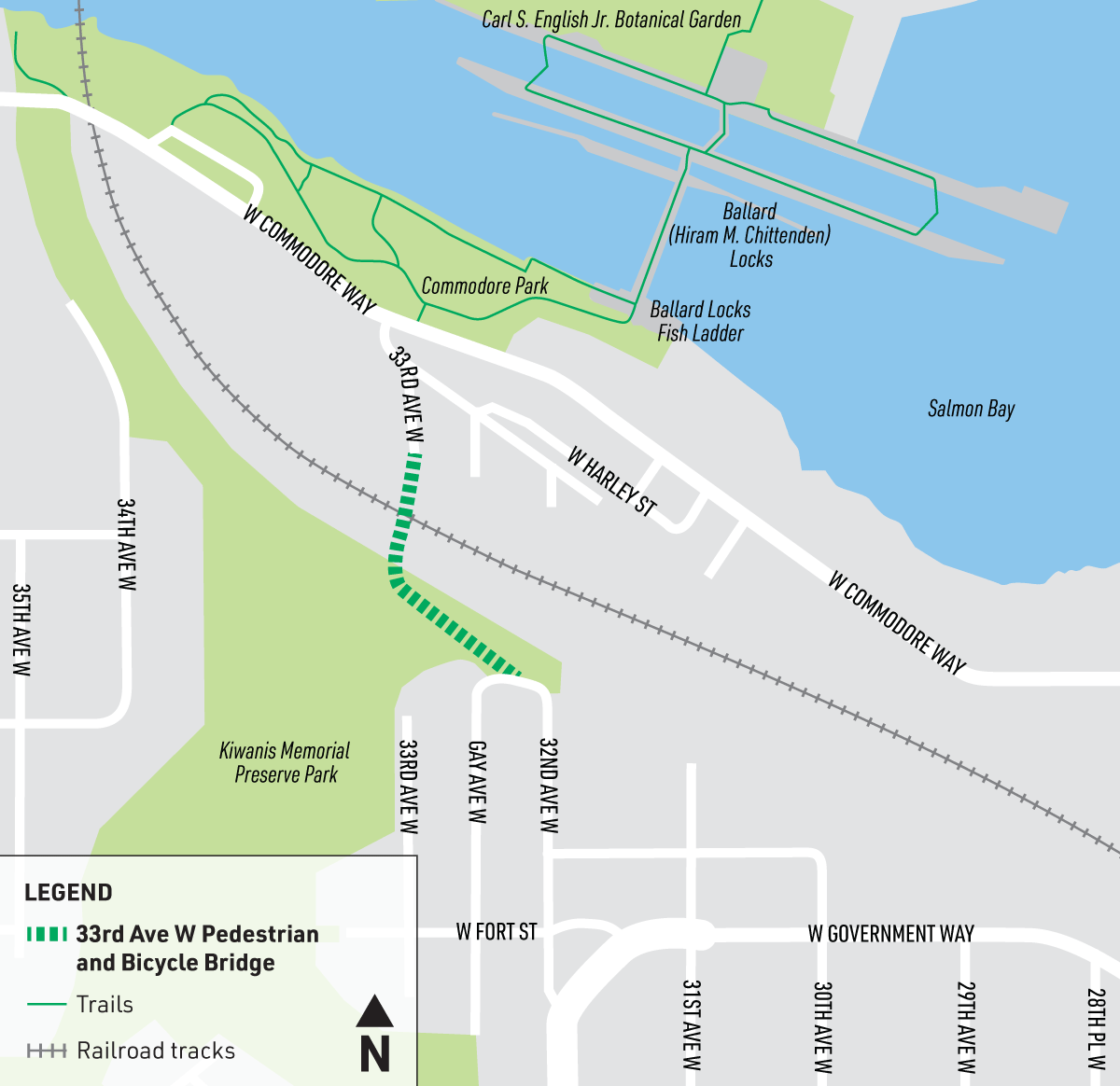 Map of 33rd Ave W Bridge