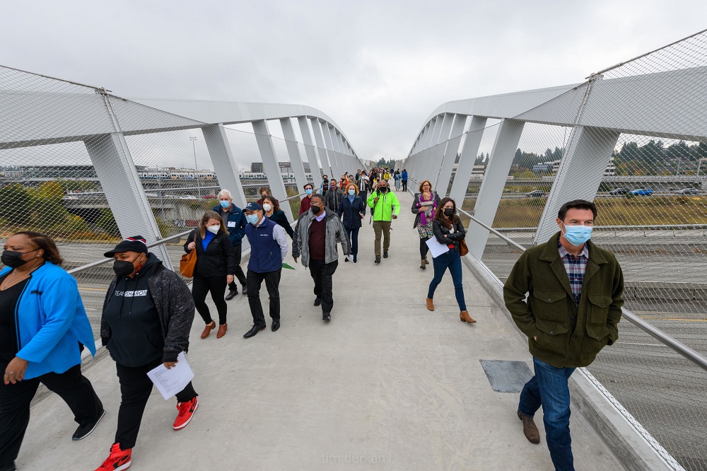 People on bridge