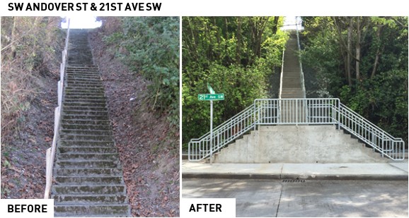 SW Andover st & 21st ave SW before and after photos