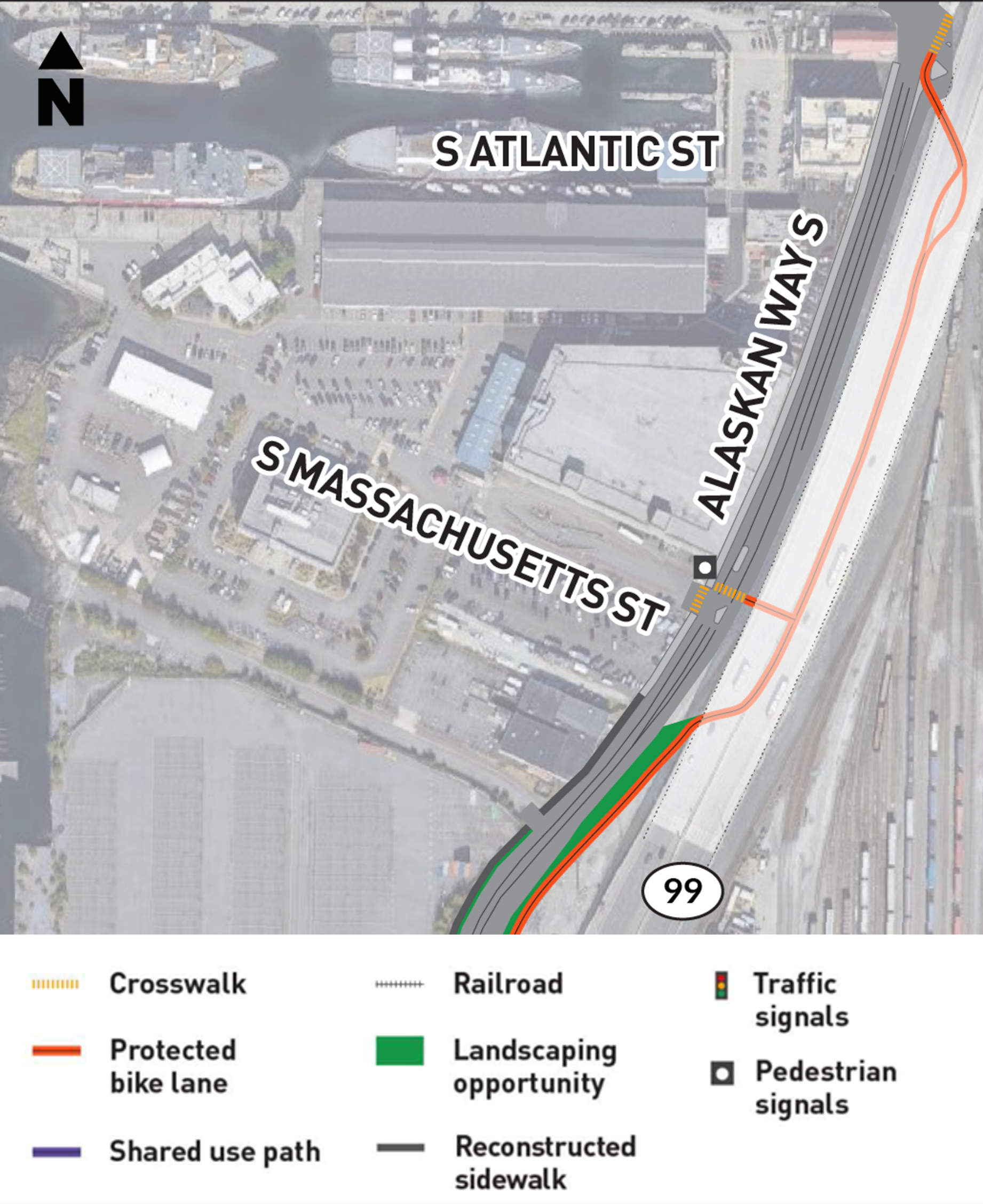 Map of planned improvements between S Atlantic St and S Massachusetts St 