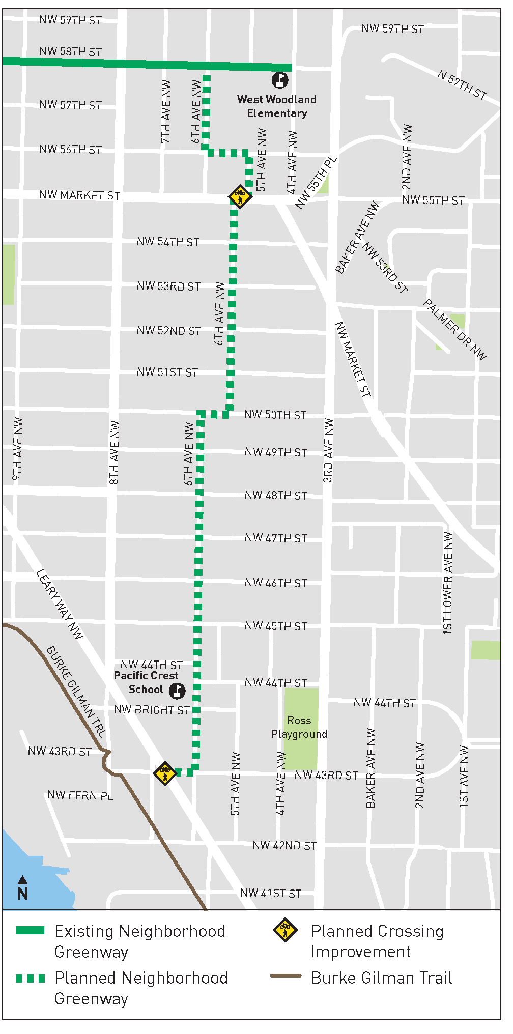6th Ave NW Neighborhood Greenway project area map