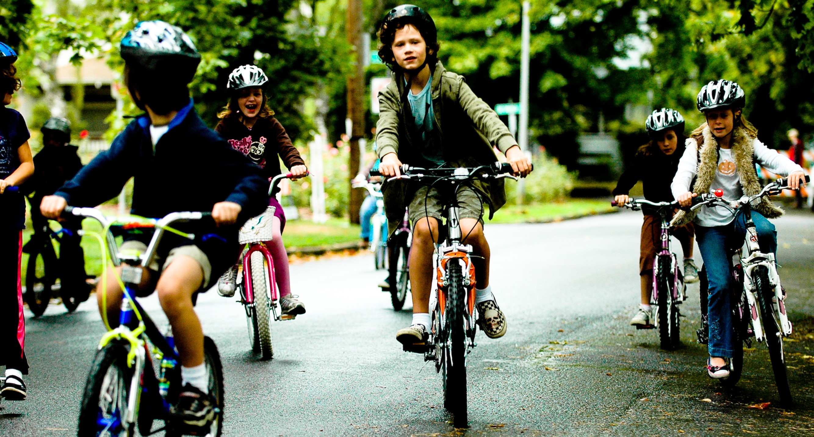 Children riding bikes