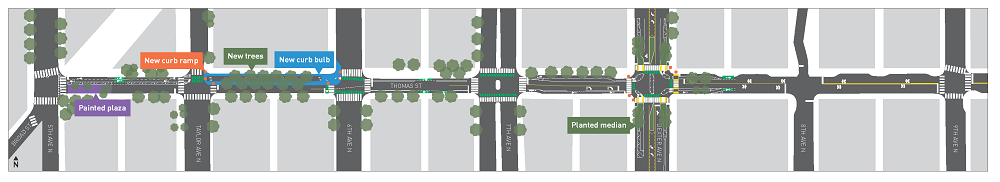 Graphic showing work on Thomas St