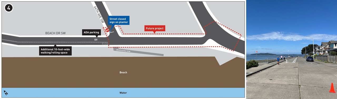 Design for the Alki Healthy Street along Beach Dr SW and completed photo