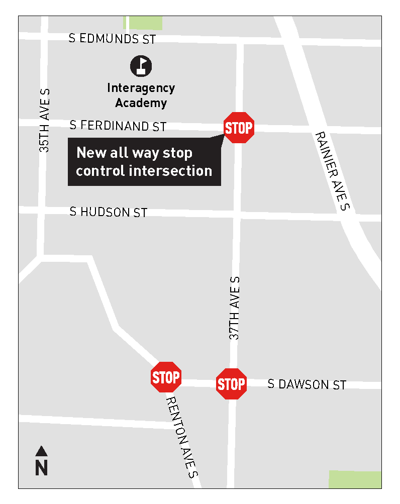 All way stops at three Greenway intersections in Columbia City
