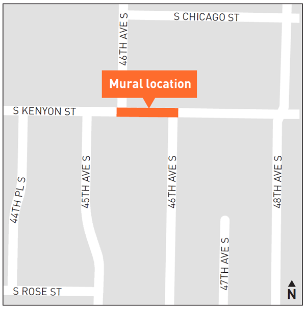 Map showing the mural installation at S Kenyon St. 