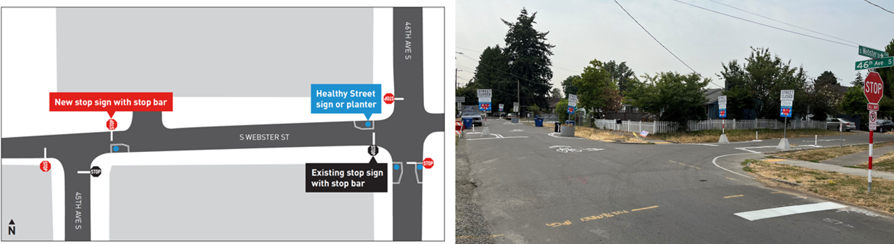 Map showing the safety enhancements at S Webster St and 46th Ave