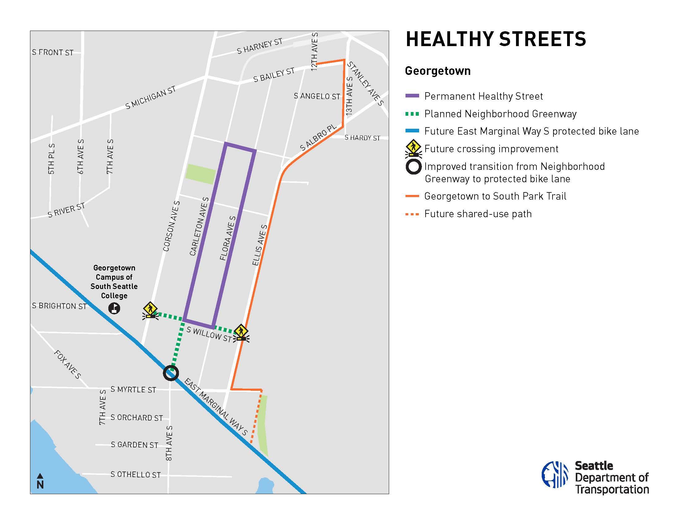 A map of the project area including planned and future improvements as described above.