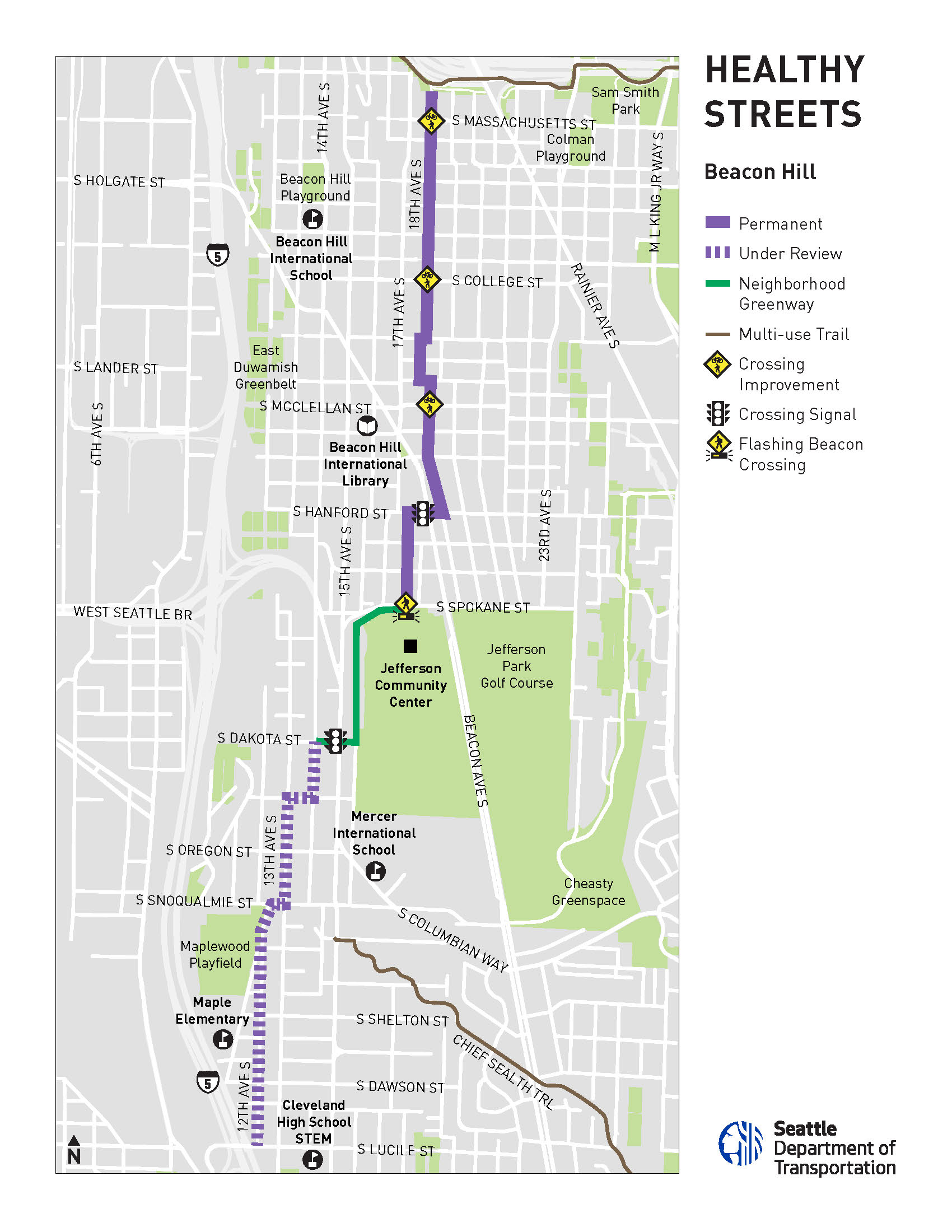 a map showing the locations of permanent Healthy Streets and potential Healthy Streets under review. 