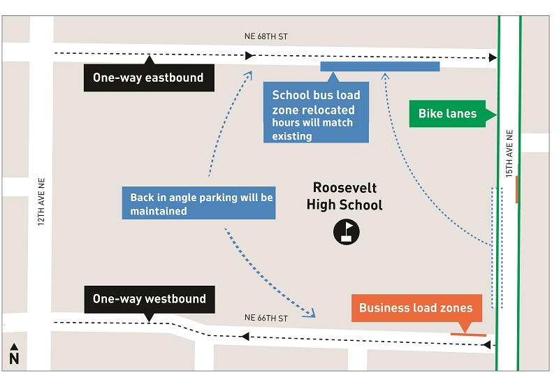 Map of changes around Roosevelt High School