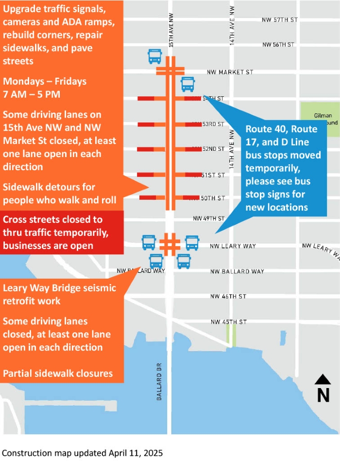 15th Ave WNW Construction Map March 7, 2025