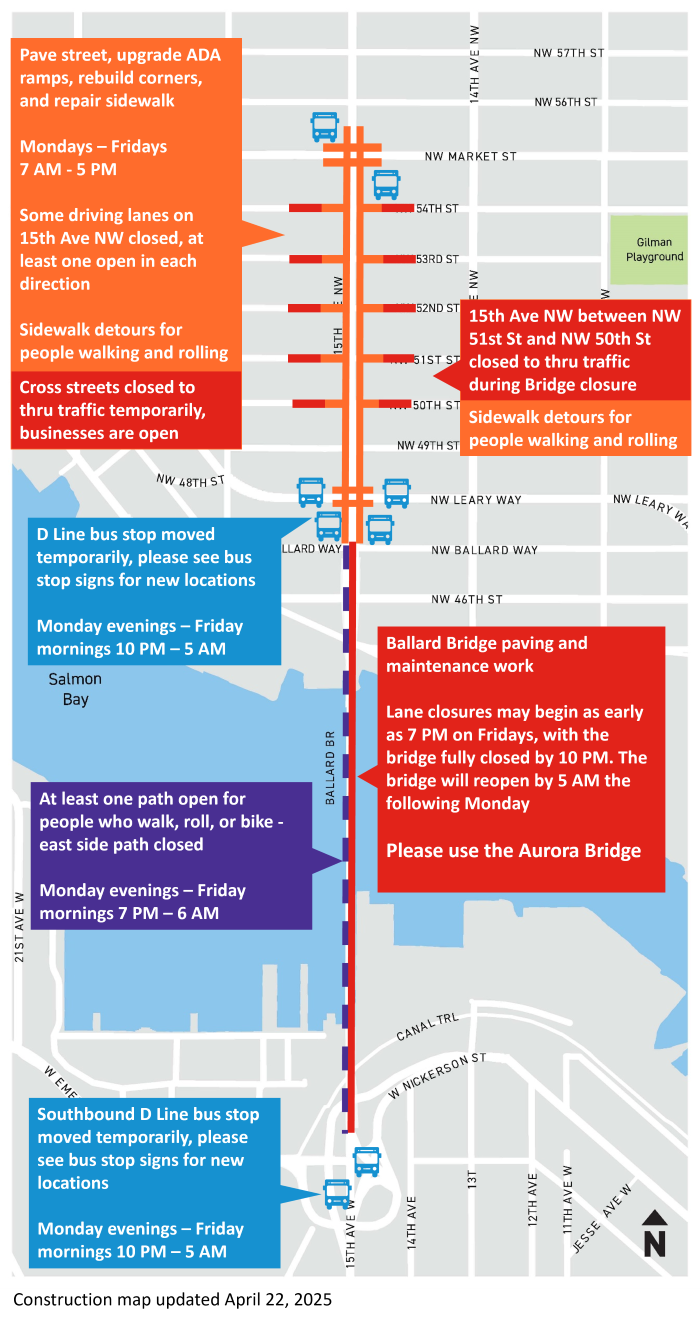 15th Ave WNW Construction Map April 25, 2025