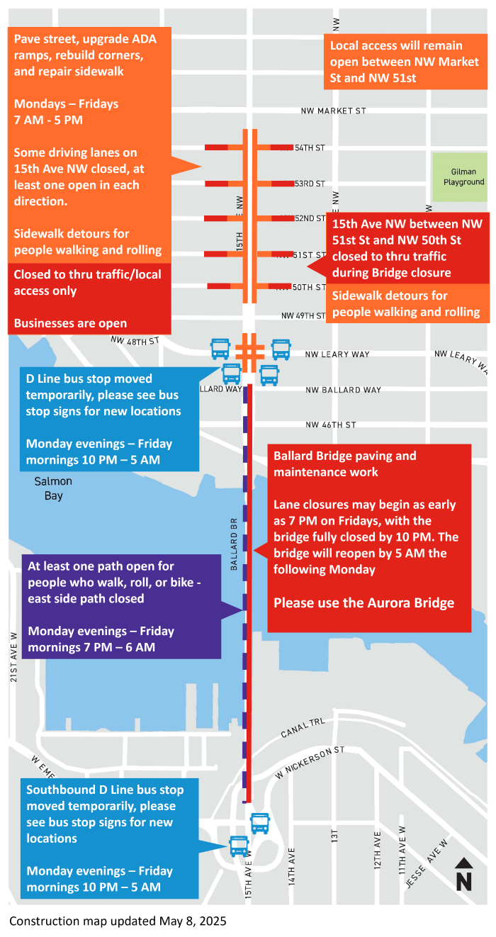 15th Ave WNW Construction Map May 8, 2025