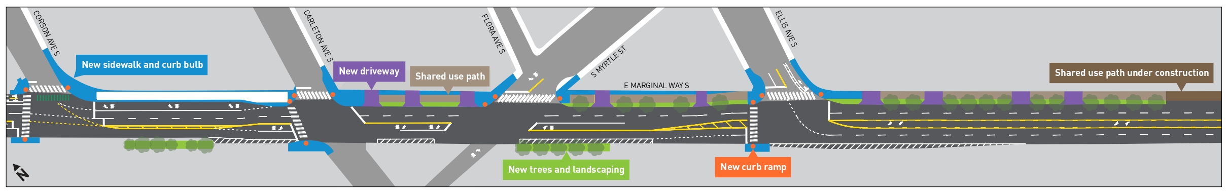 East Marginal Way S from Corson Ave S to Ellis Ave S