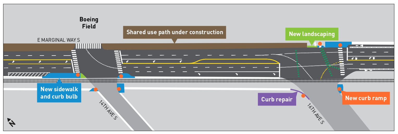 East Marginal Way S from 14th Ave S to 16th Ave S