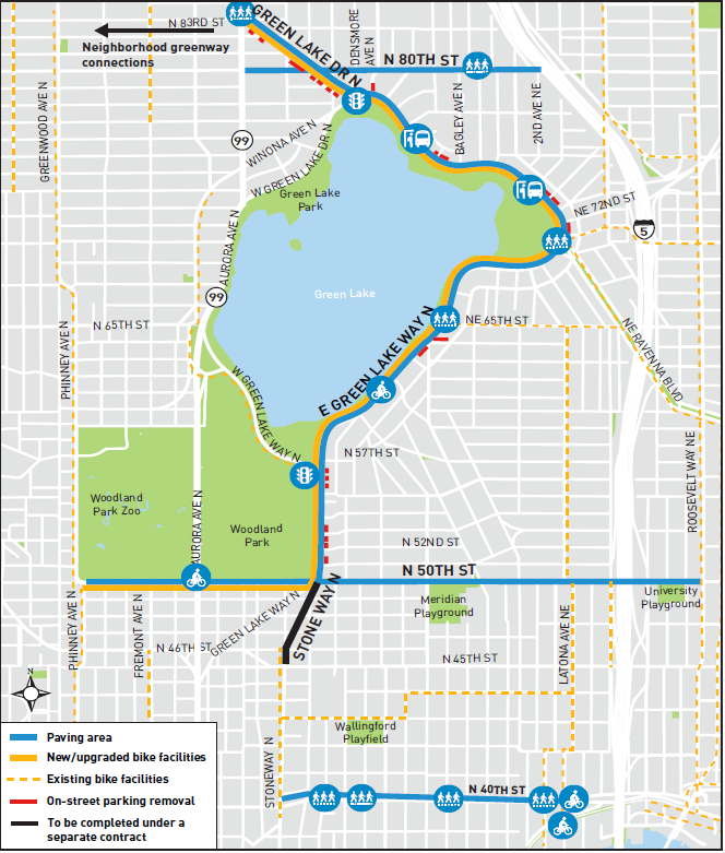 Green Lake Paving Project area map