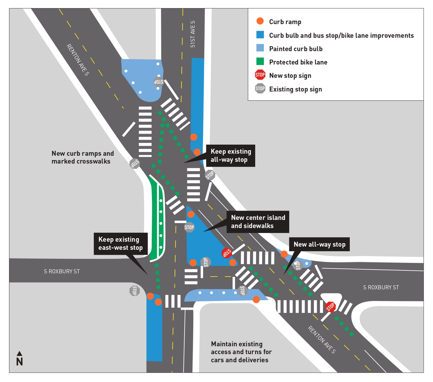 51st Ave S and Renton Ave S Traffic Safety Enhancements diagram map