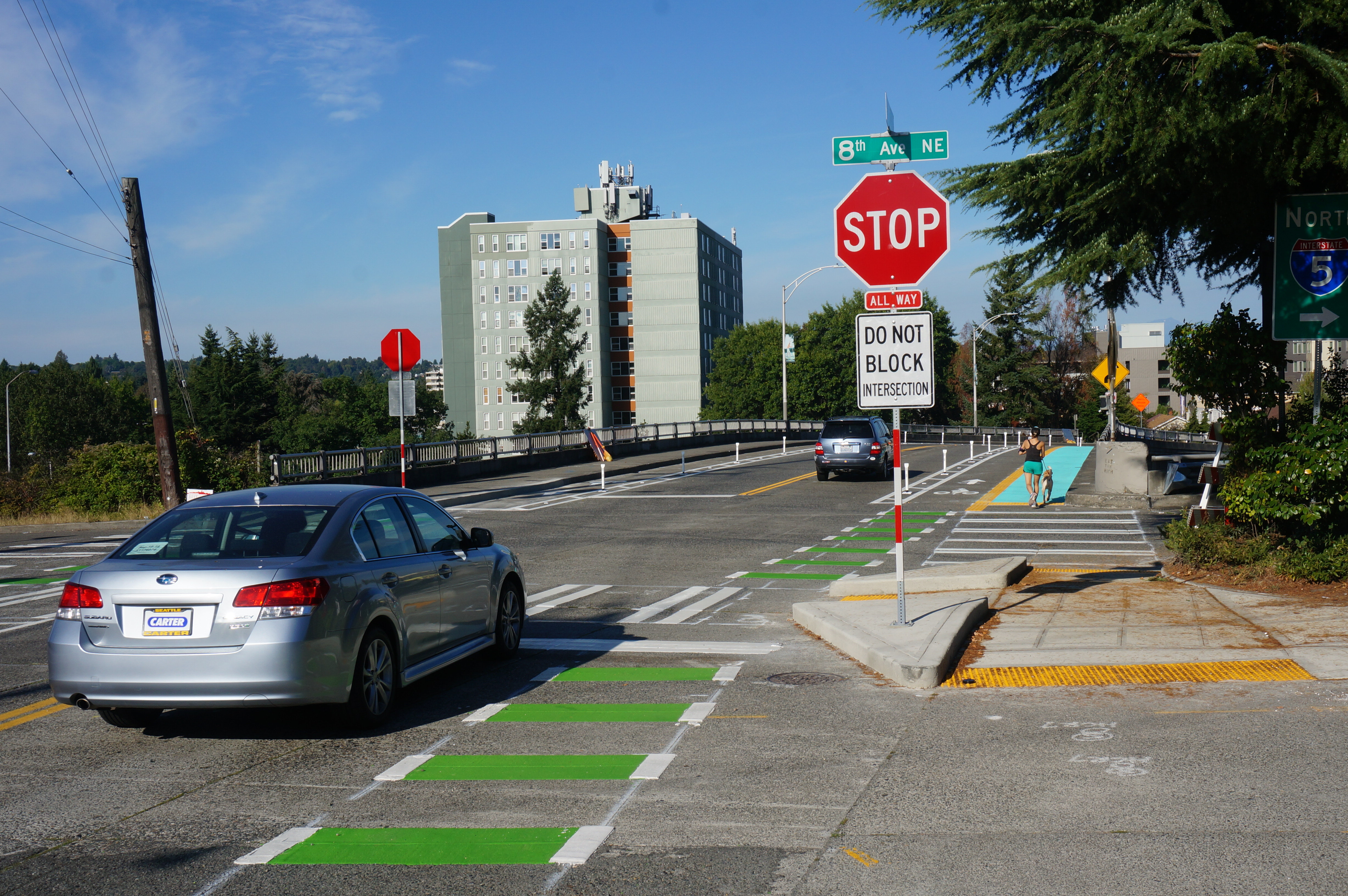 Photo showing intersection of 8th and NE 70th St after crossing improvements