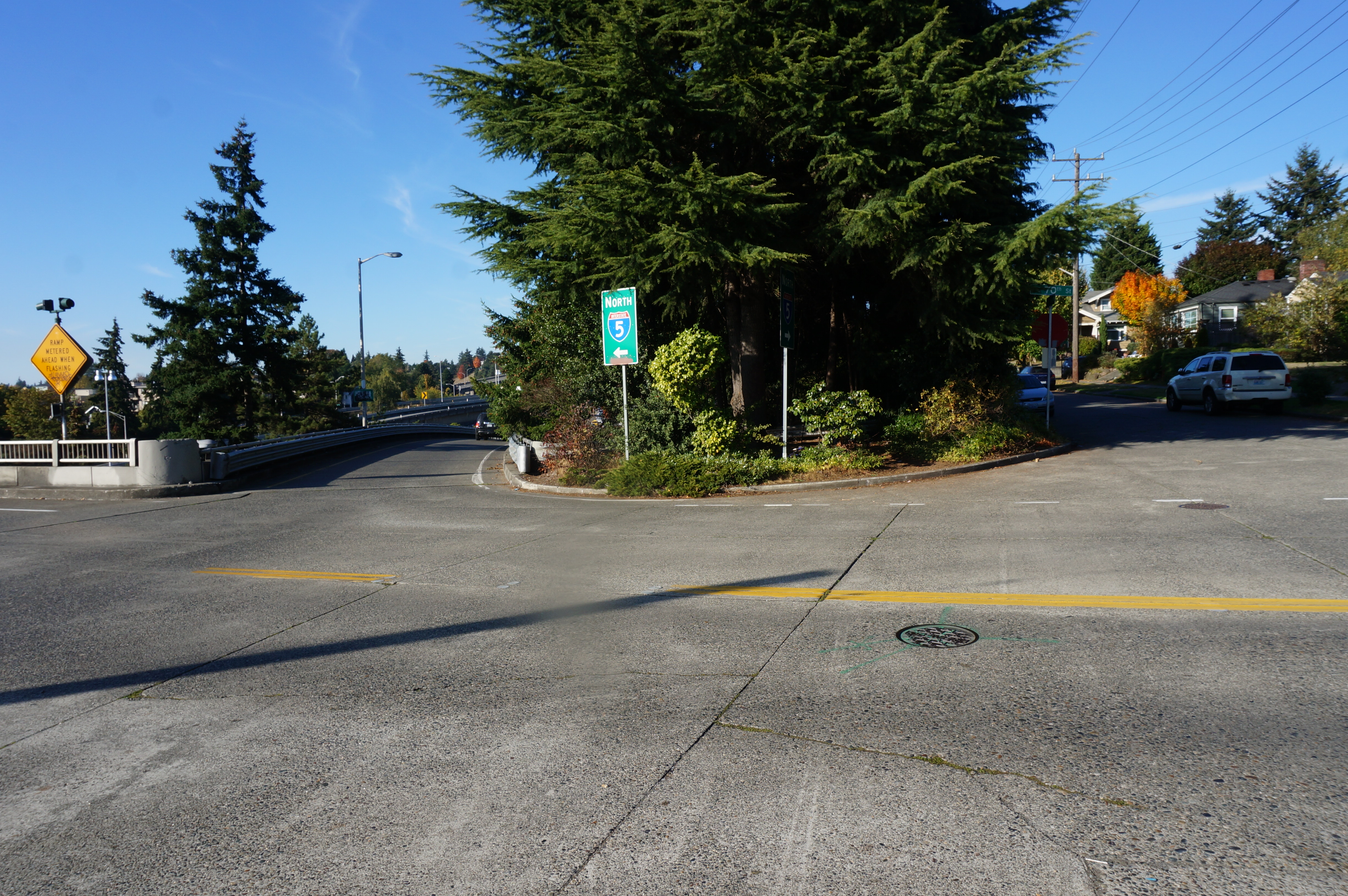 Photo showing entrance ramp to I-5 before crossing improvements