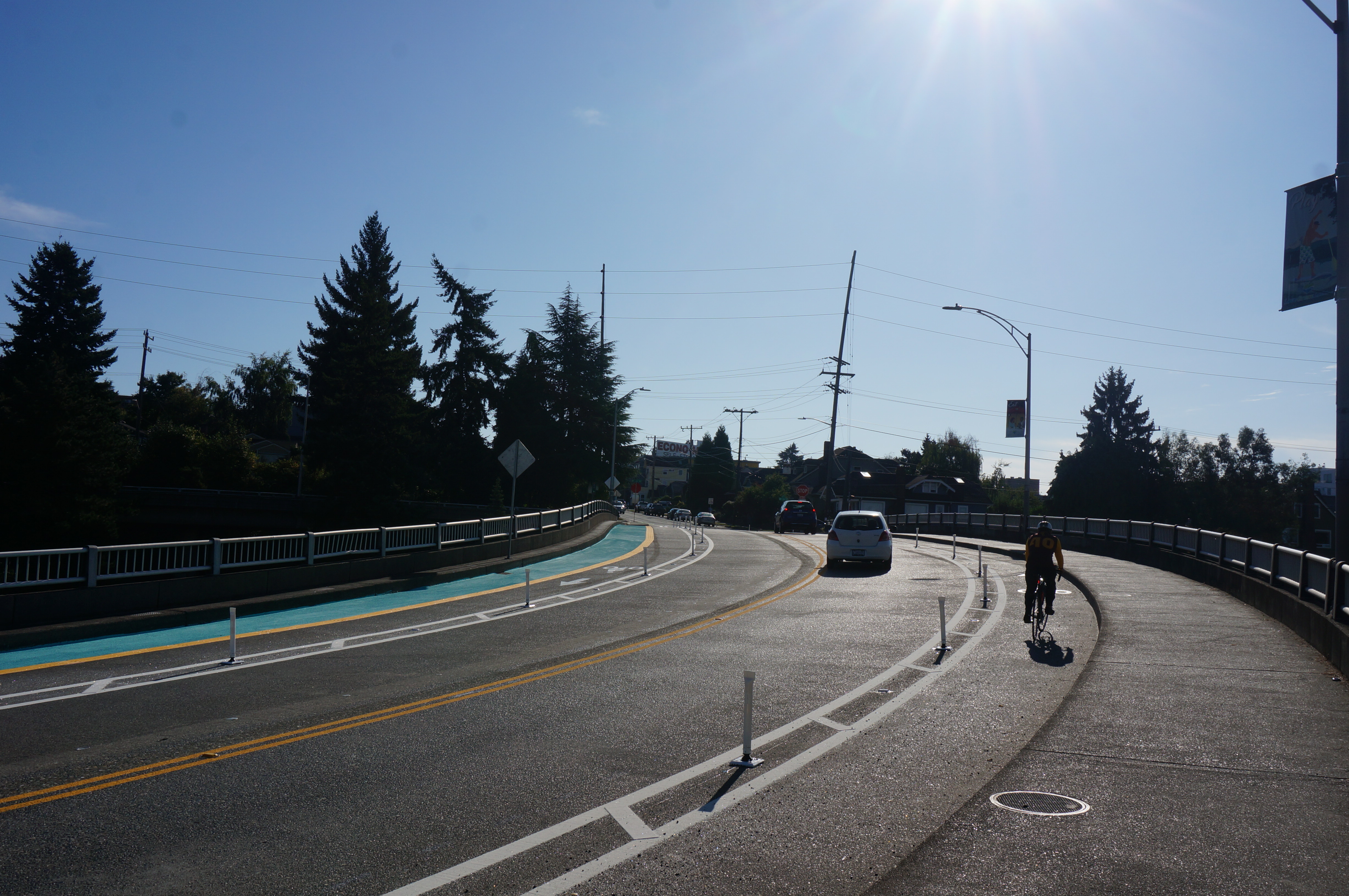 Photo showing overpass after protected bike lane and pedestrian path improvements