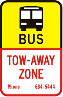 Bus and Tow Zone sign