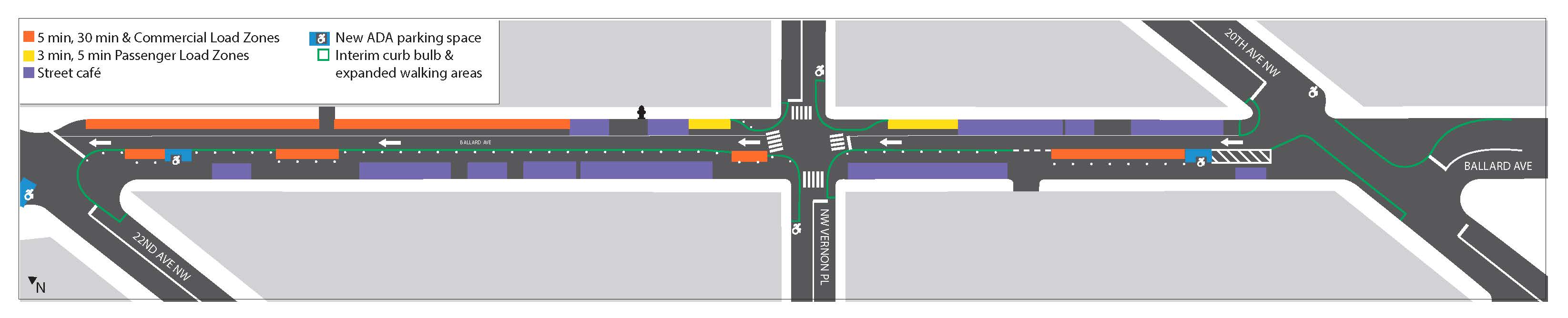 Plan view of Ballard Ave showing Phase 2 interim refinements