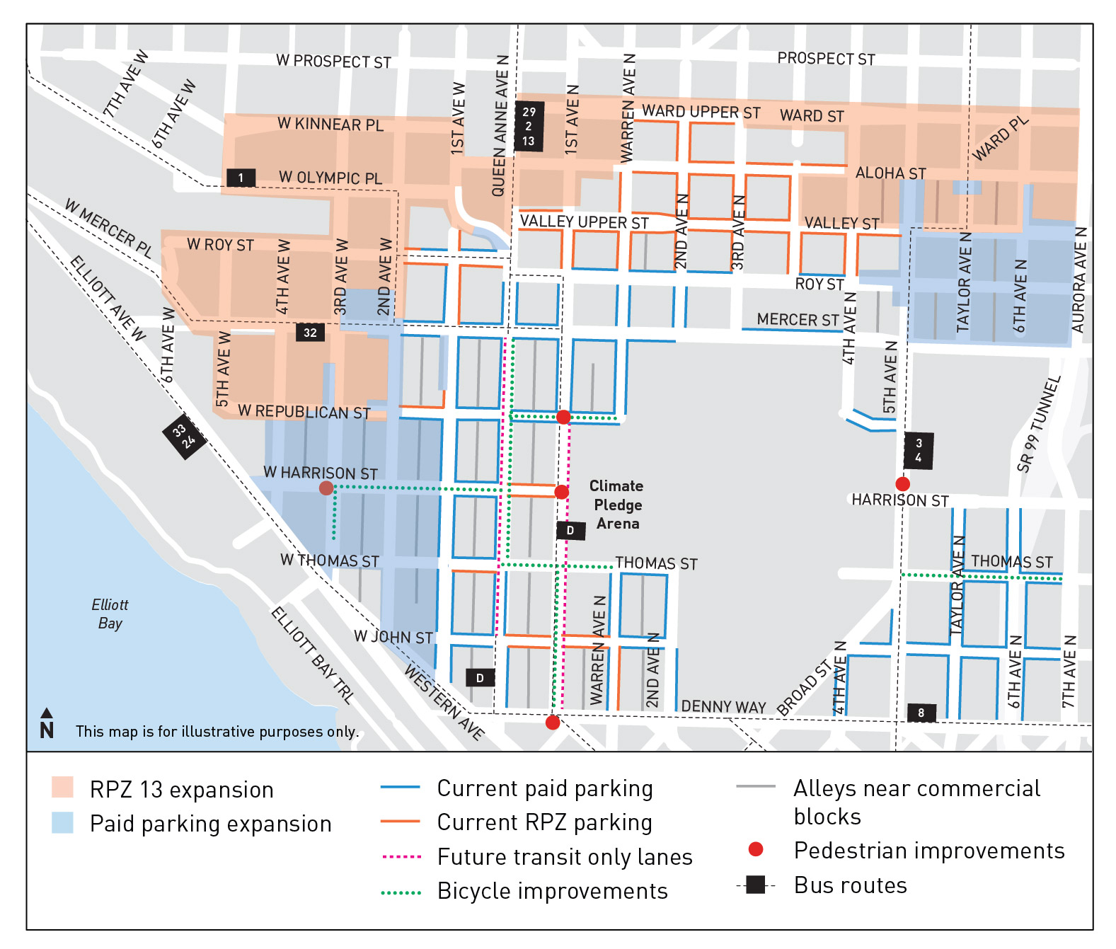 Final map of Uptown Arena curbspace changes