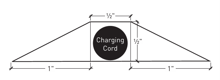 cross-section of a ramp covering a charging cord