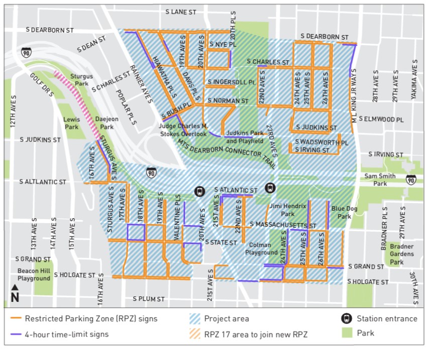 Judkins Park Area Parking Restrictions by Blockface