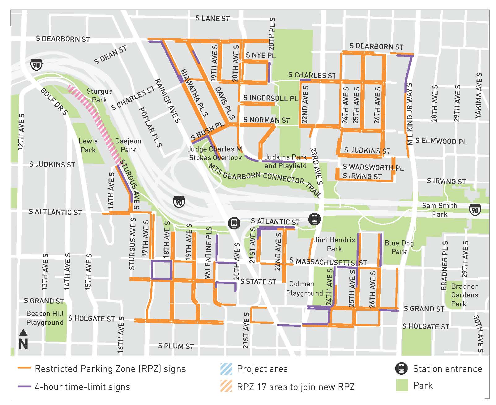 Judkins Park Map - Planned Parking Restrictions by Blockface