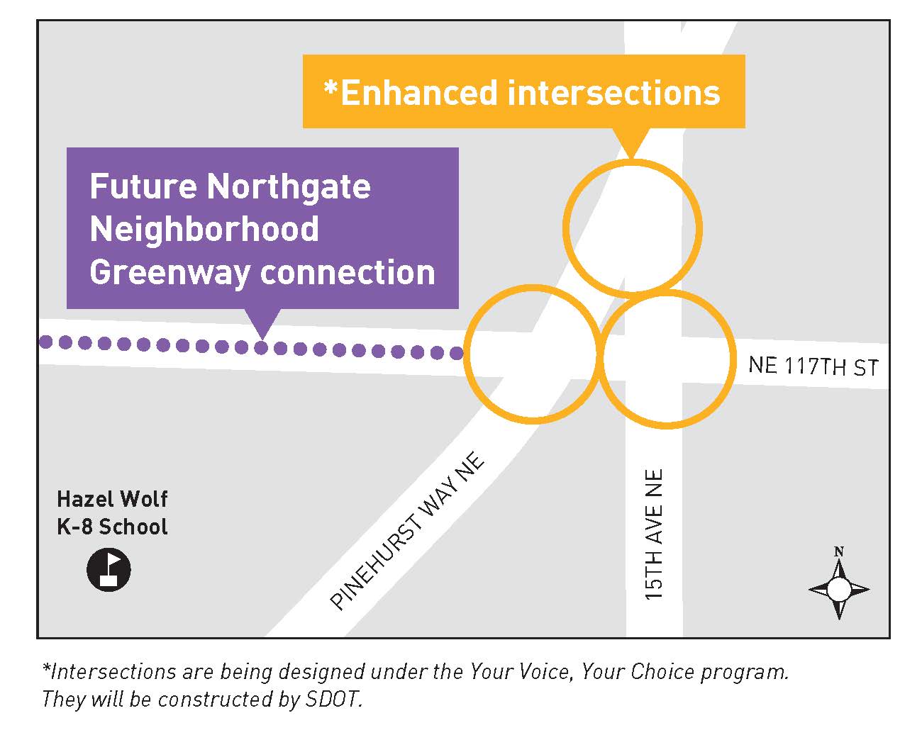 Pinehurst way northeast and northeast 117th street crossing upgrades map