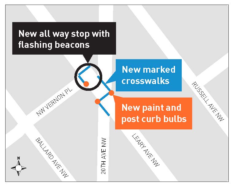 20th Ave northwest and leary way northwest crossing upgrades map