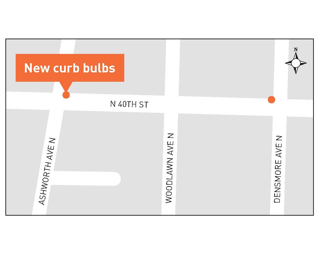 Densmore Ave North, Ashworth Ave North and North 40th Street, crossing upgrades map