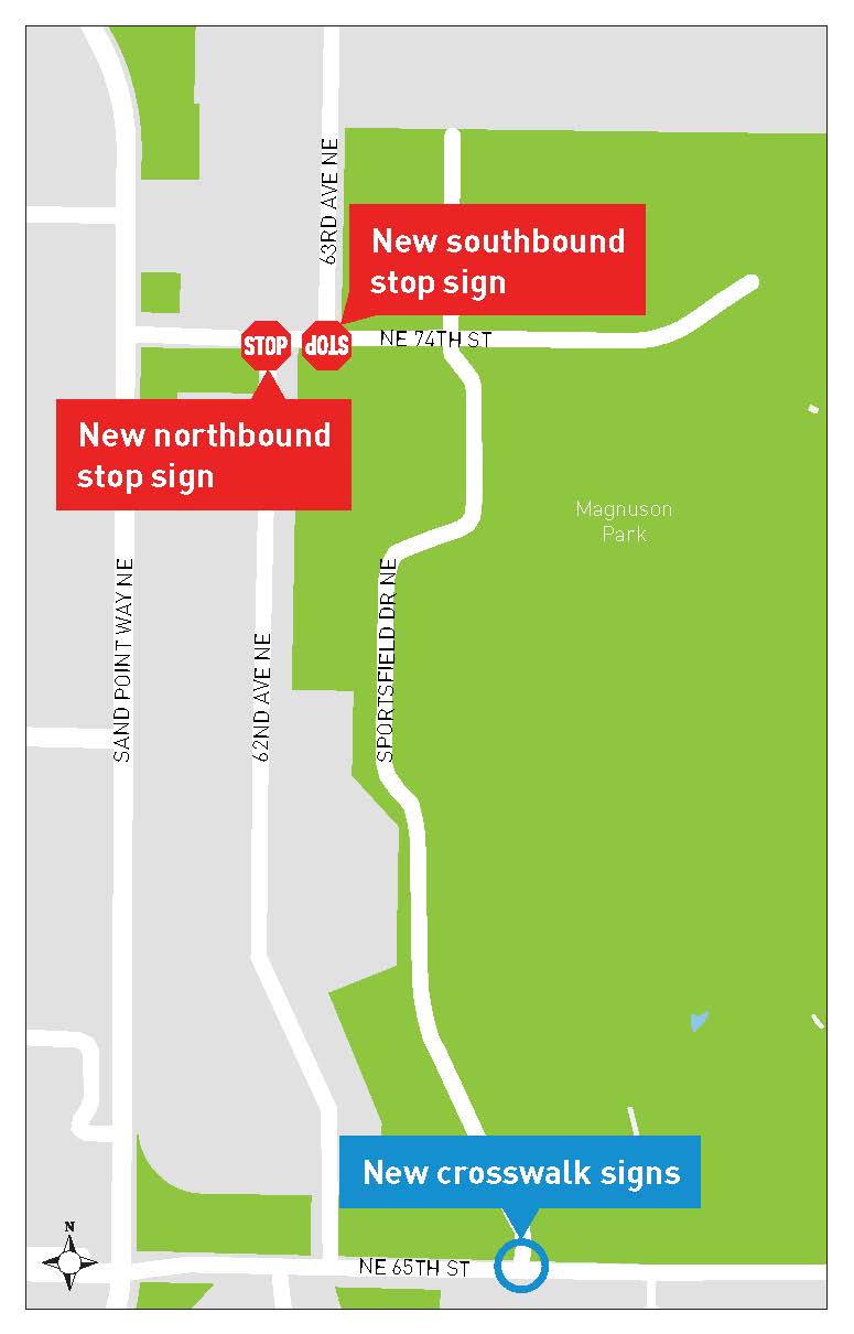 Magnuson Park crossing and signage upgrades map