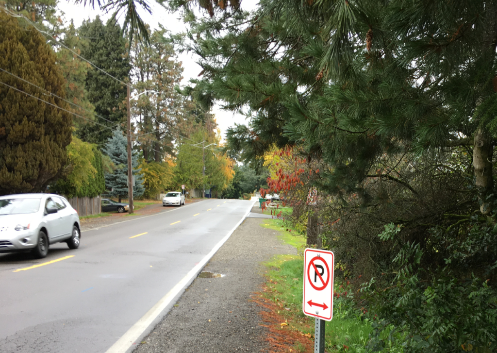 Before and after sidewalk construction along 30th Ave NE