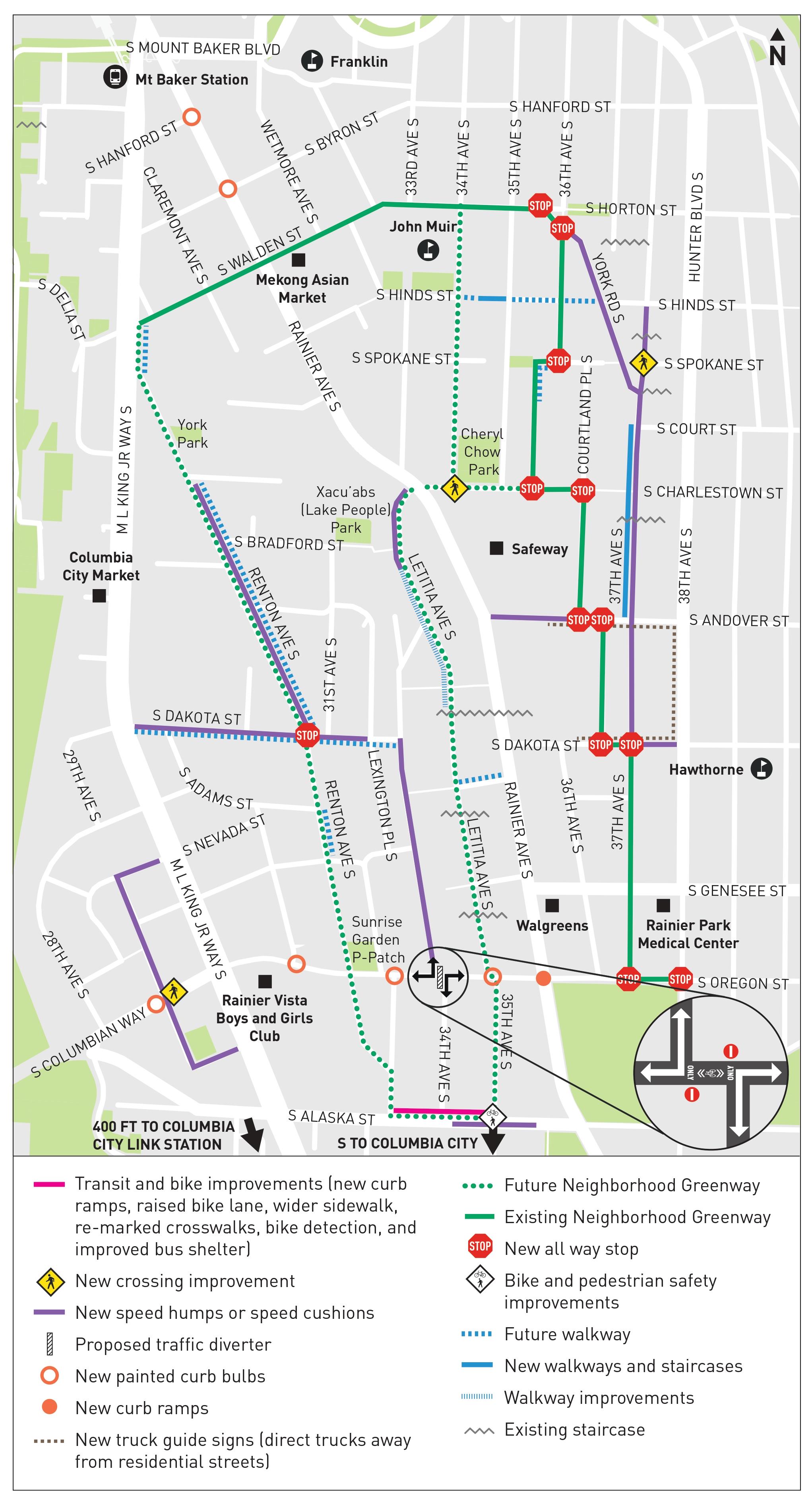 Image shows the location of design elements on a map