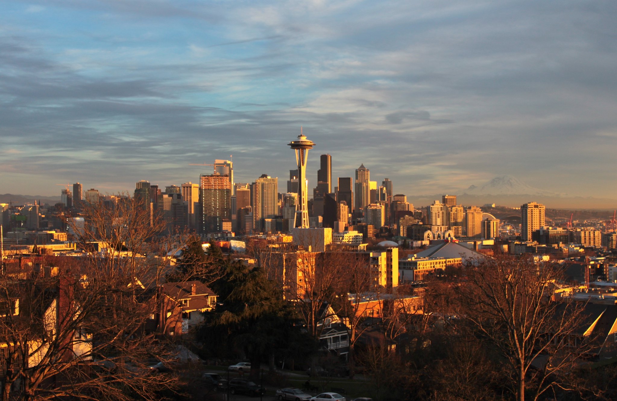 The Seattle skyline at sunset. Photo by SounderBruce.