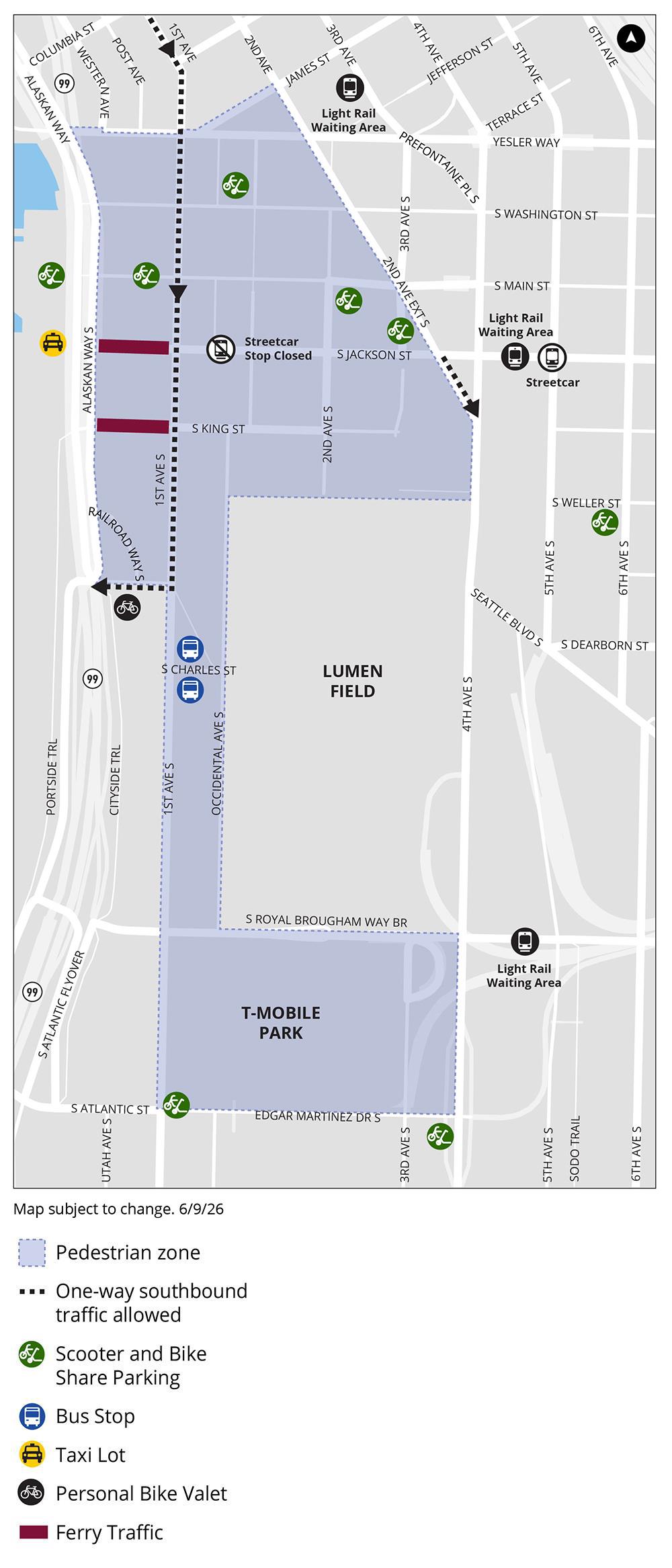 Map of the Pioneer Square Pedestrian Zone