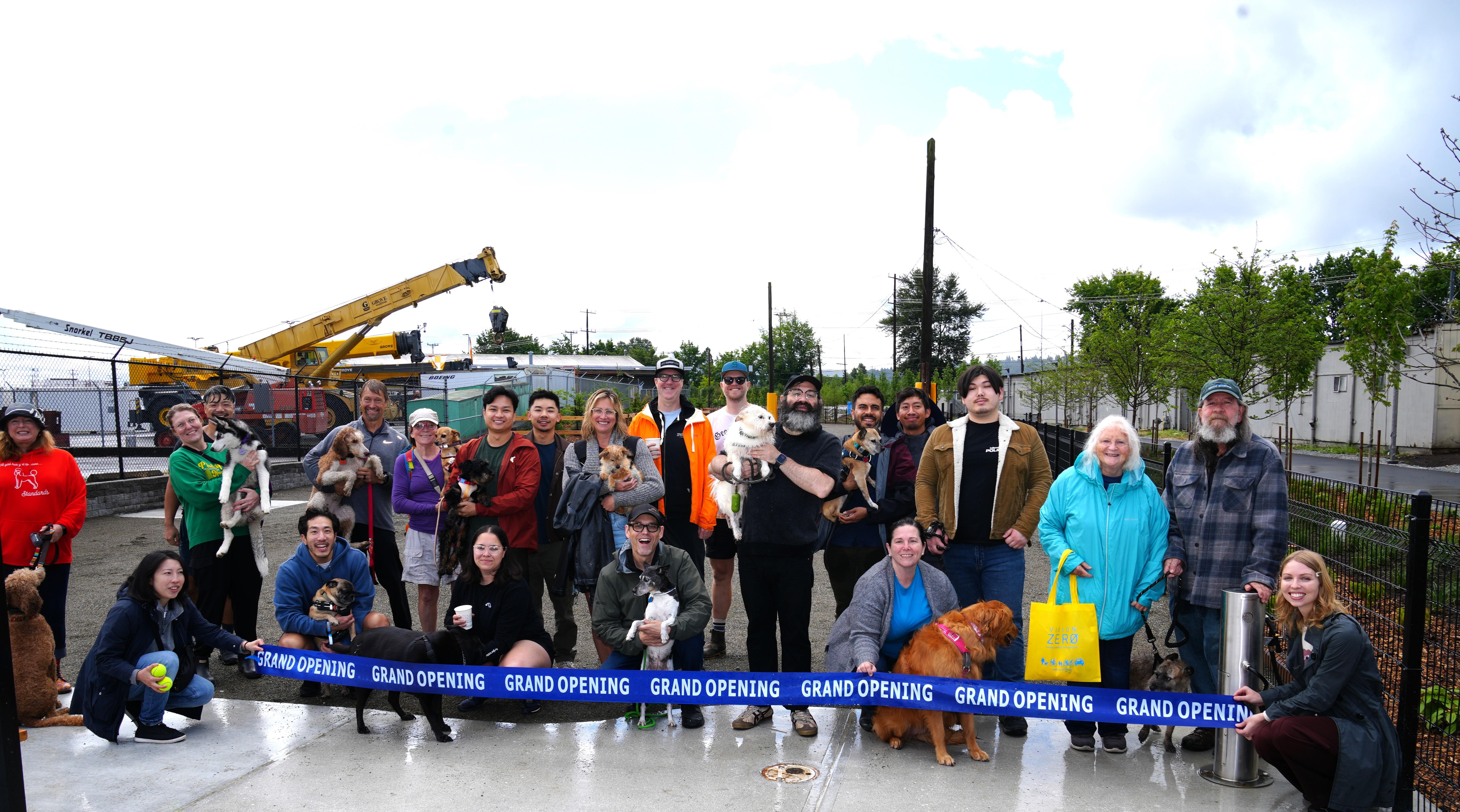 A ribbon cutting for the new Georgetown Off-Leash Dog Area.