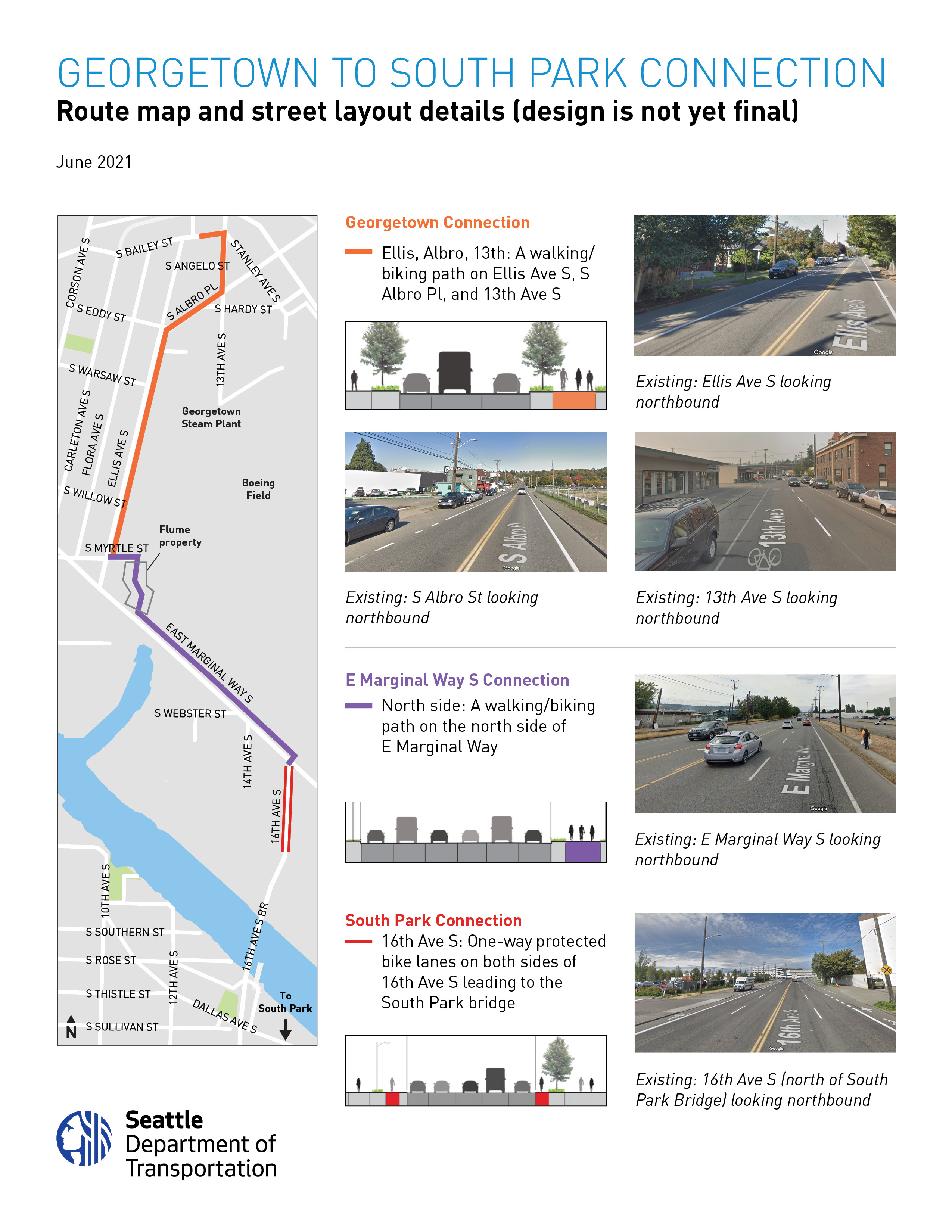 Map showing walking/biking route