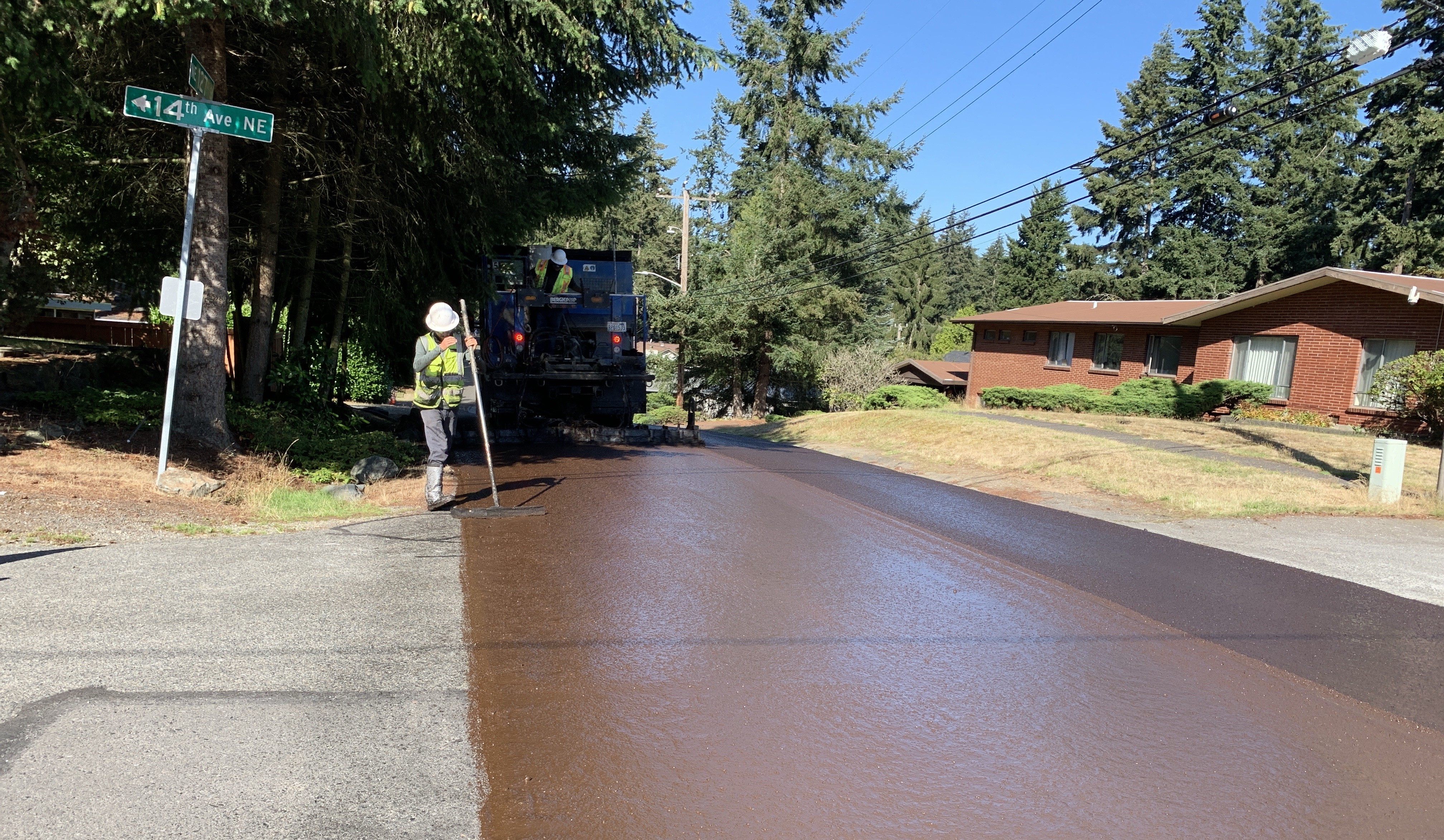 Slurry seal being applied 