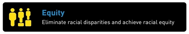 Vision Zero's equity goal is to eliminate racial disparities and achieve racial equality.