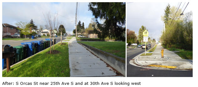 S Orcas St near 25th Ave S and at 30th Ave S looking west after construction