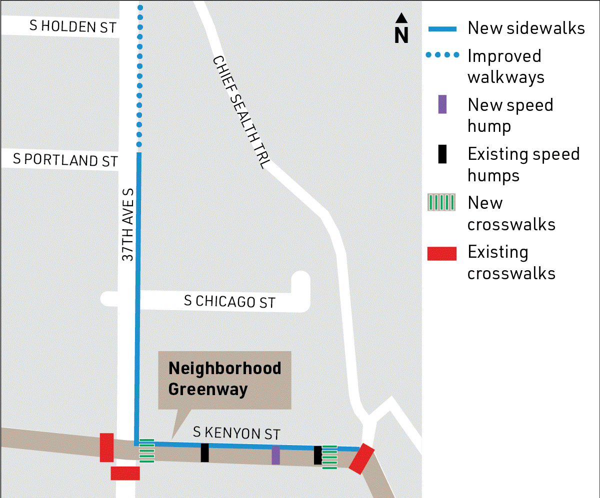 A project map for the the work near Wing Luke Elementary. .