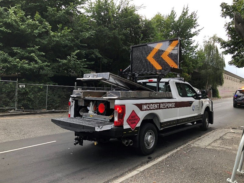 Truck with a message board