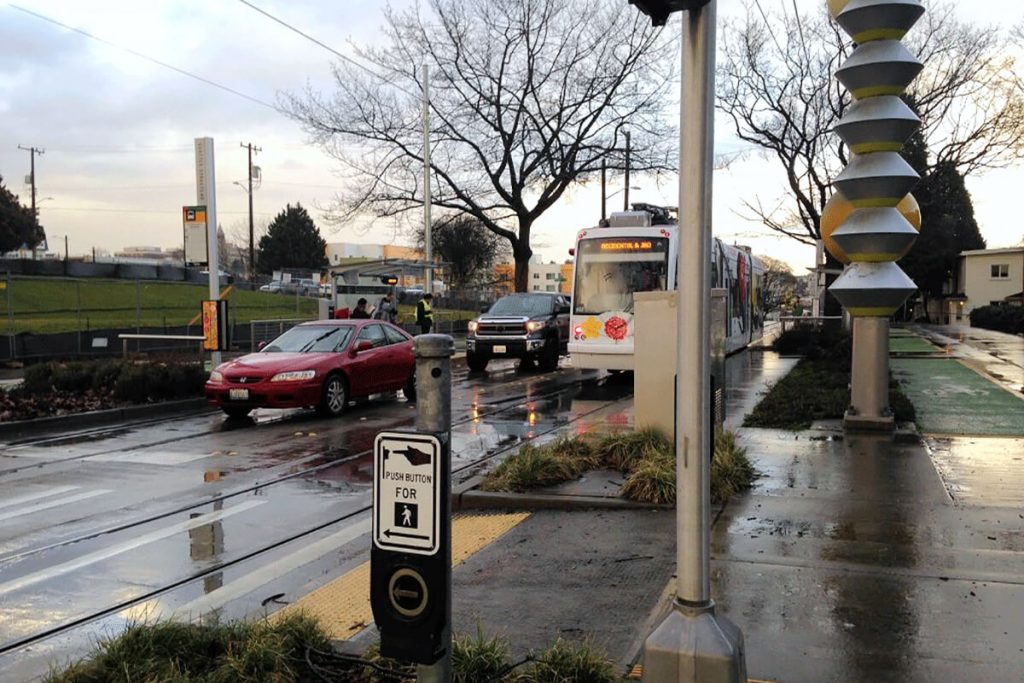 Streetcar in traffic