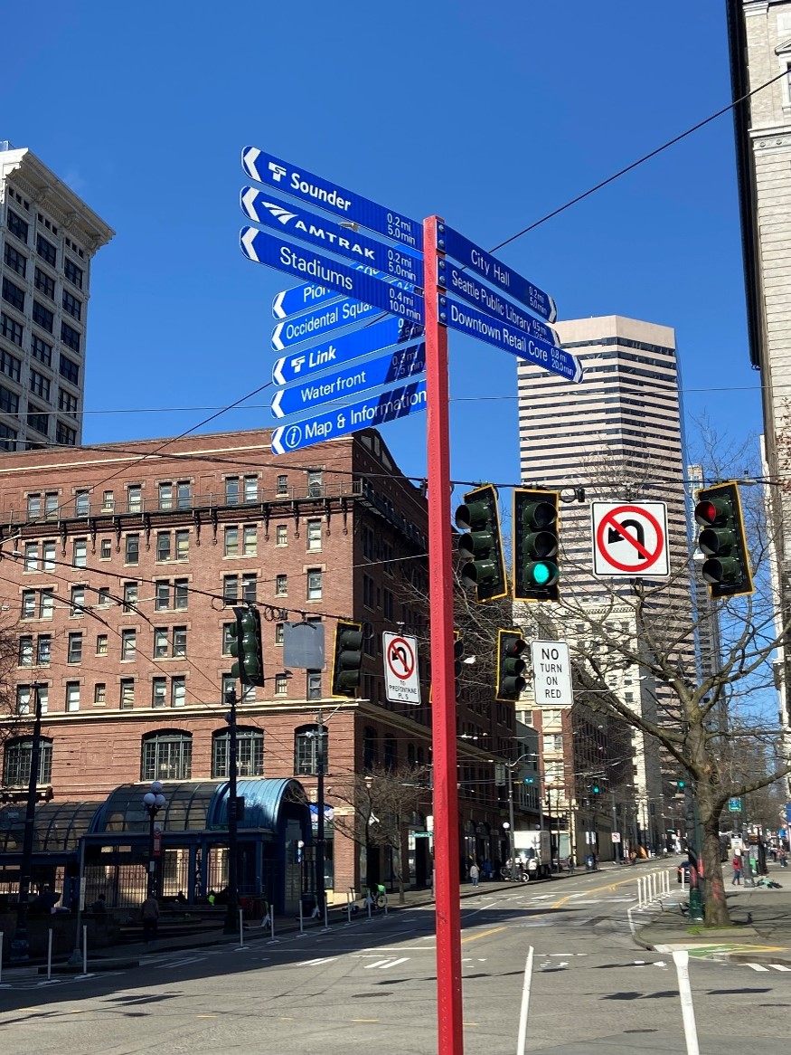 Wayfinding signs along 3rd Avenue