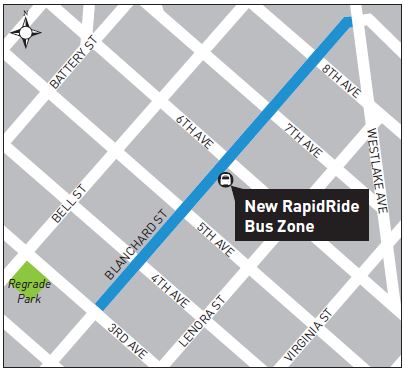 Map of new RapidRide Bus Zone