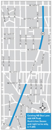 Map of existing bus lane